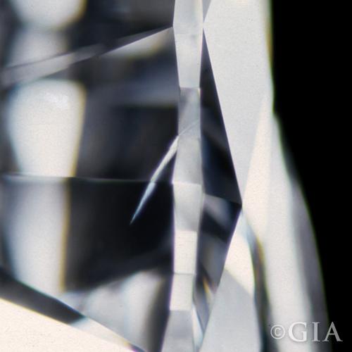 A close up of a diamond with a feather in it.