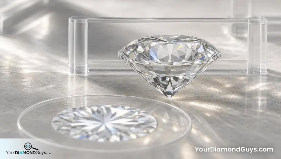 Round diamond side profile with a face up footprint ring showing height compared with width