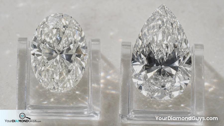 Elongated diamonds under studio light showing controlled and heavy bow tie contrast