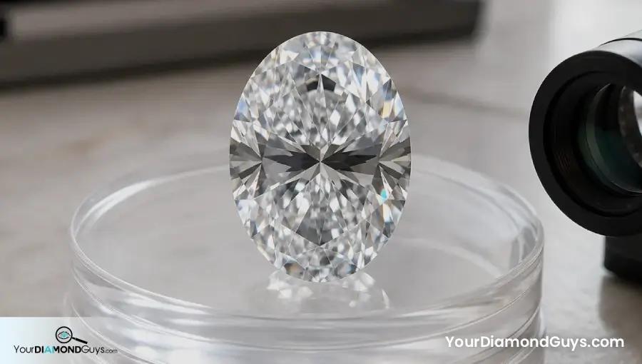 Oval diamond on a video inspection puck showing central bow tie contrast