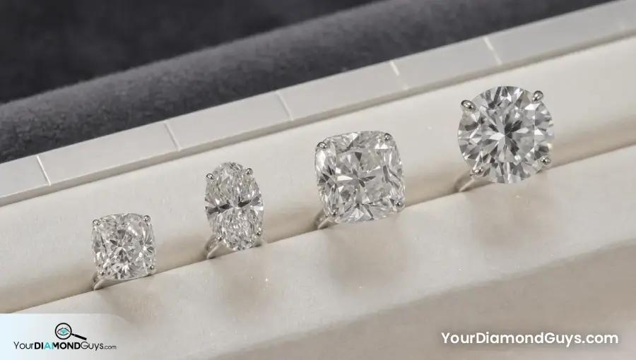 Four diamond center stones increasing in size on a petite fitting tray
