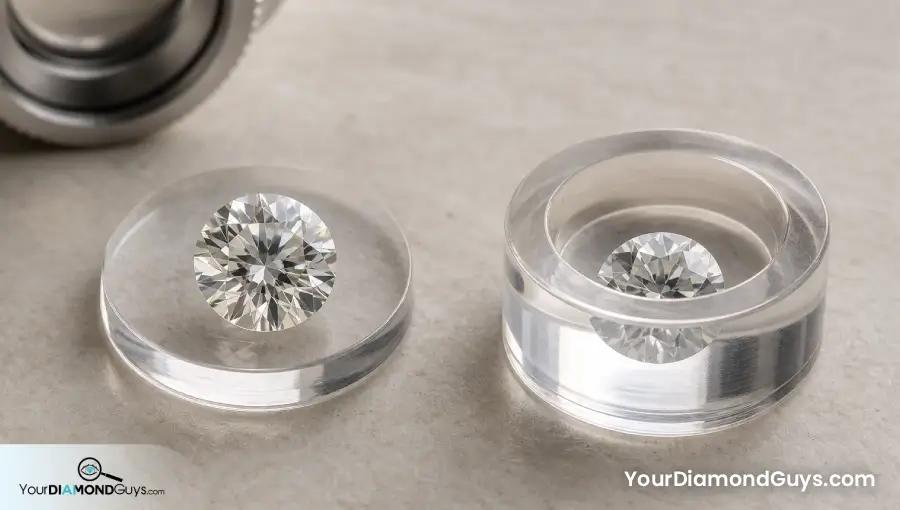 Two just under carat round diamonds showing strong spread and hidden depth