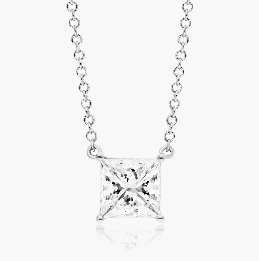 Diamond pendant necklace closeup