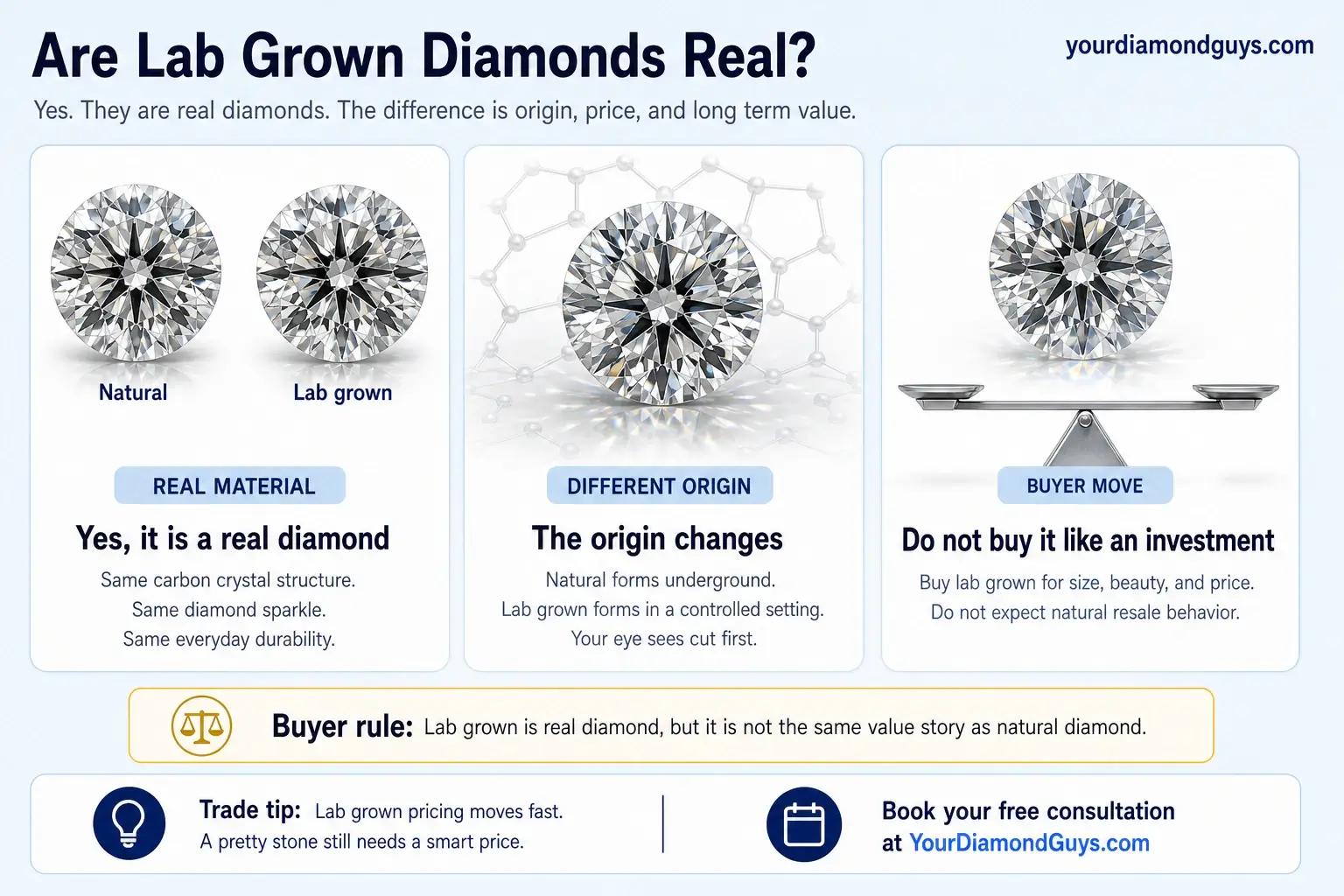 Are Lab Grown Diamonds Real infographic