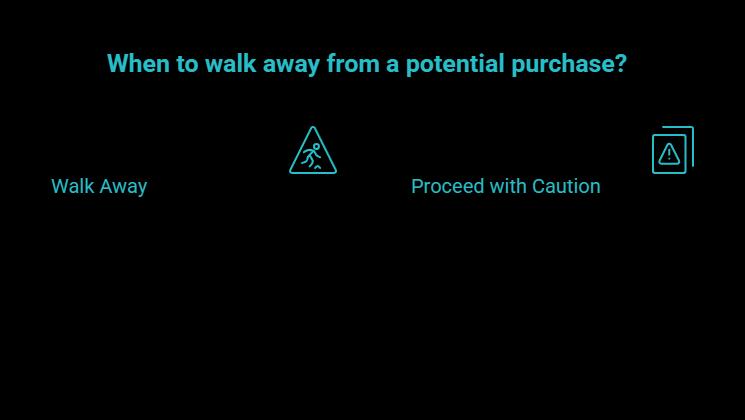 When to walk away visual selection guide showing red flags for hazy diamonds