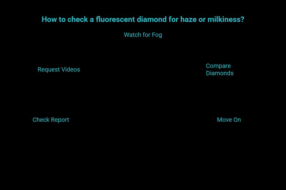 how to check a fluorescent diamond for haze or milkiness visual selection