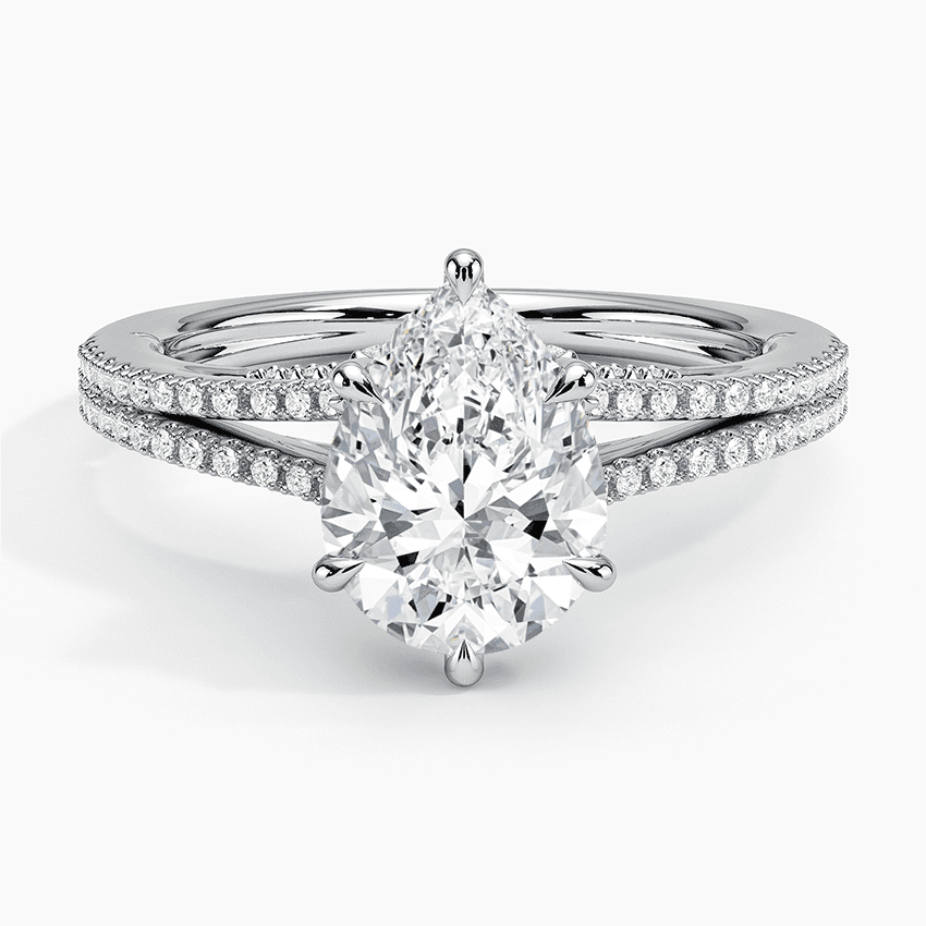 Split shank setting with gallery accents.