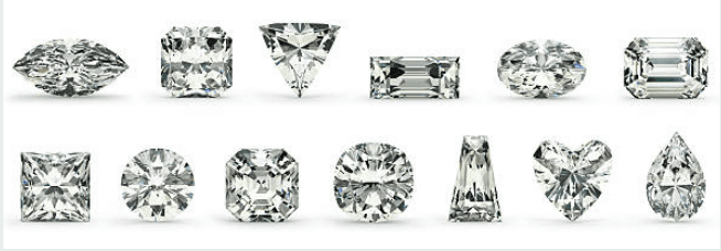 Modern cut shaped diamonds.