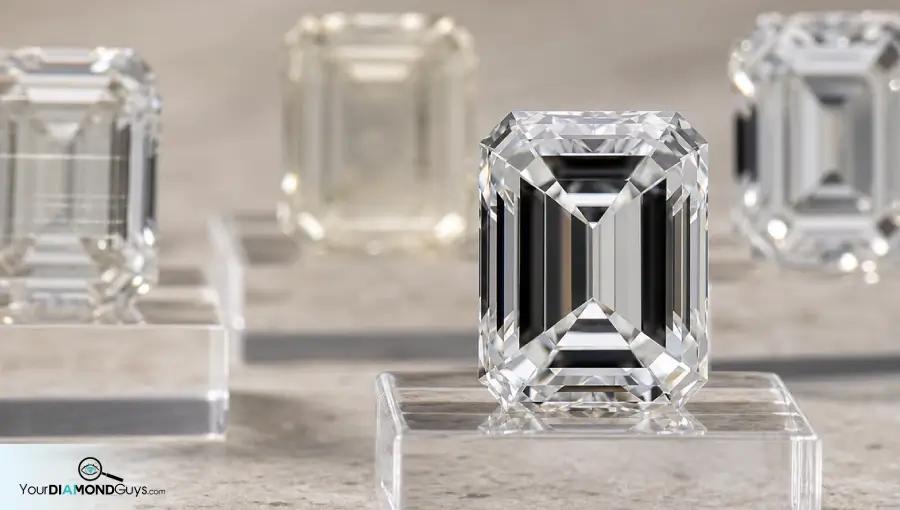 Bright crisp emerald cut diamond selected ahead of hazy strained graining candidates
