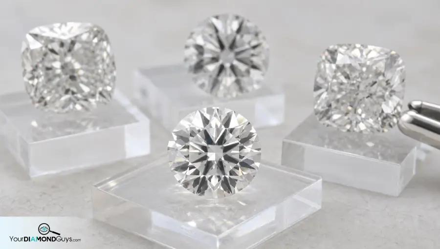 Clean round diamond selected ahead of review candidates with indented natural visible edge feature and prong contact concerns