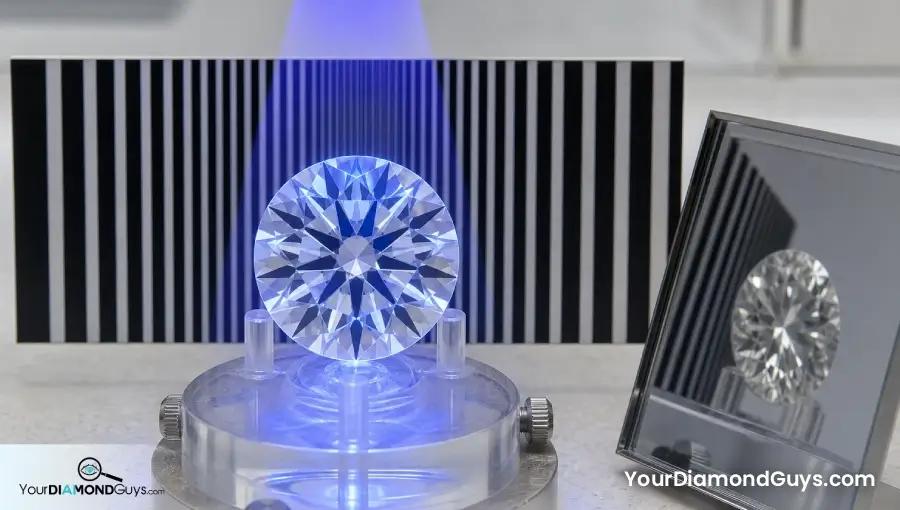 Very Strong fluorescence diamond remaining crisp against a sharp optical target