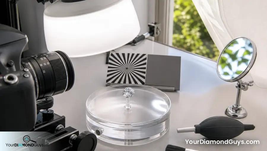 Strong fluorescence diamond filmed with fixed camera indoor daylight and sunlight proof tools