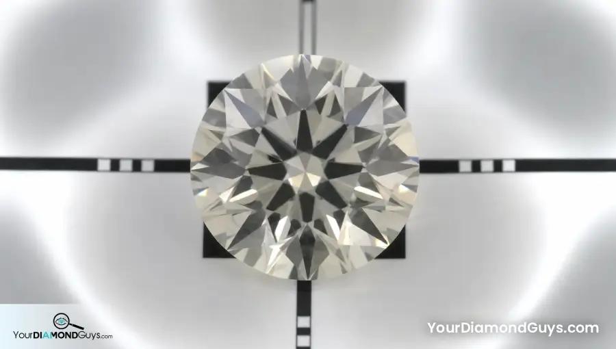 Transparent Good cut round diamond showing dark leakage and weak contrast under diffuse light