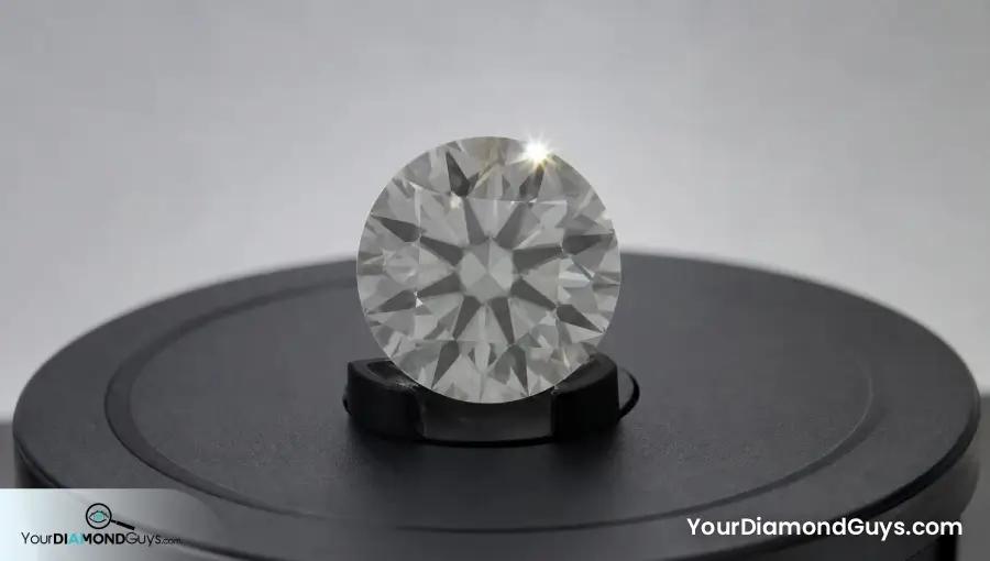 Low contrast round diamond producing one bright pin flash on a video turntable