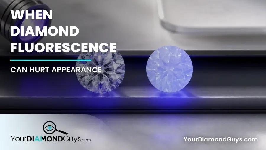 Crisp and hazy fluorescent diamonds compared in daylight