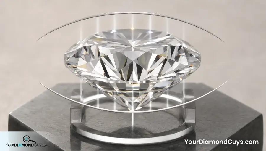 Natural round brilliant in a quartz cradle showing crown and pavilion alignment for Hearts and Arrows proportions