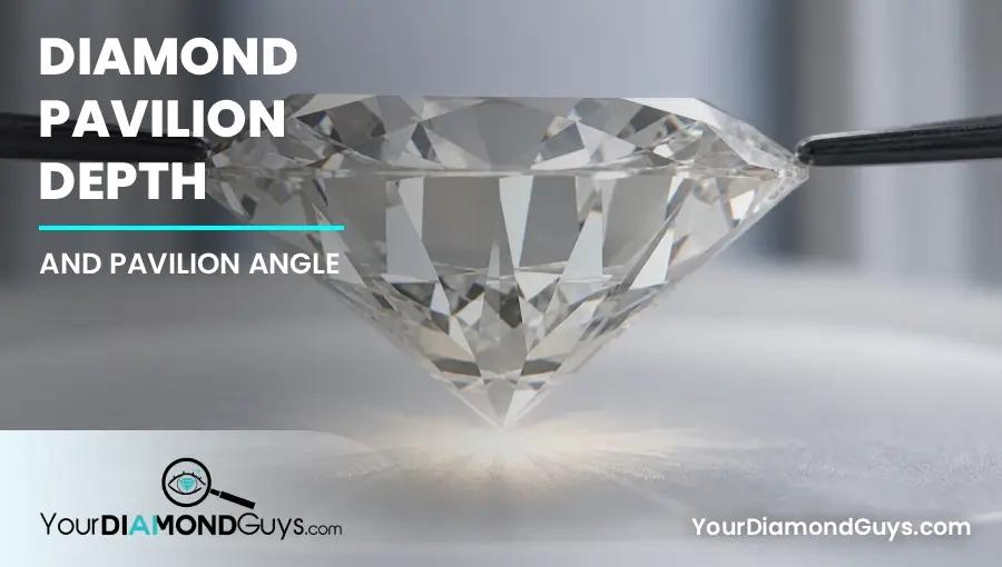 Side profile of a round diamond suspended over a light catch surface that shows pavilion return and leakage