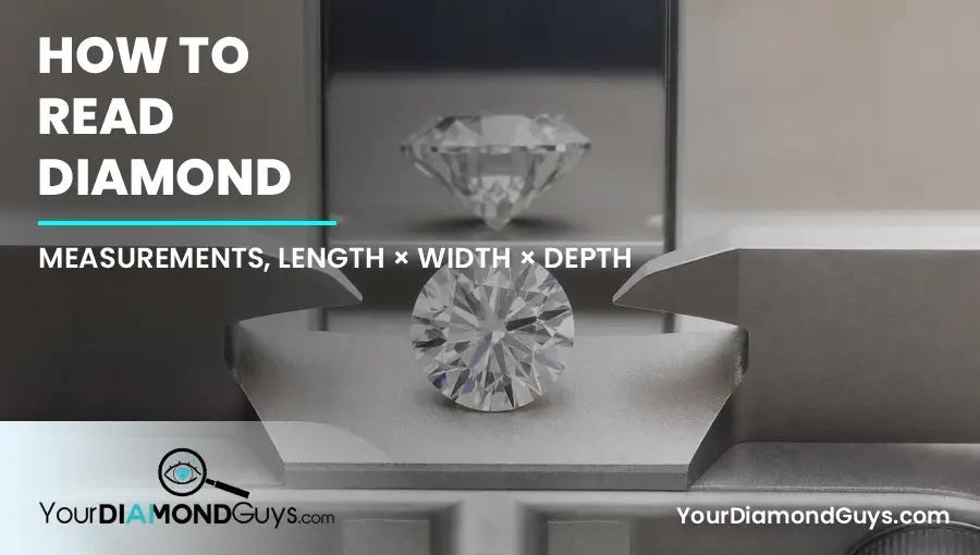 Loose round diamond held in an unmarked precision measuring fixture with its depth visible in a side mirror