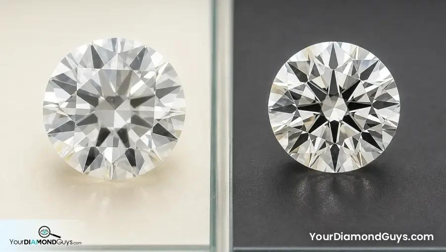 Larger pale shallow round beside a slightly smaller round with stronger facet contrast