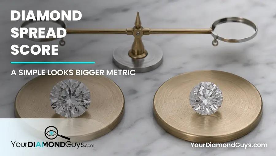 Two equal weight round diamonds on identical blank footprint discs showing different face up spread