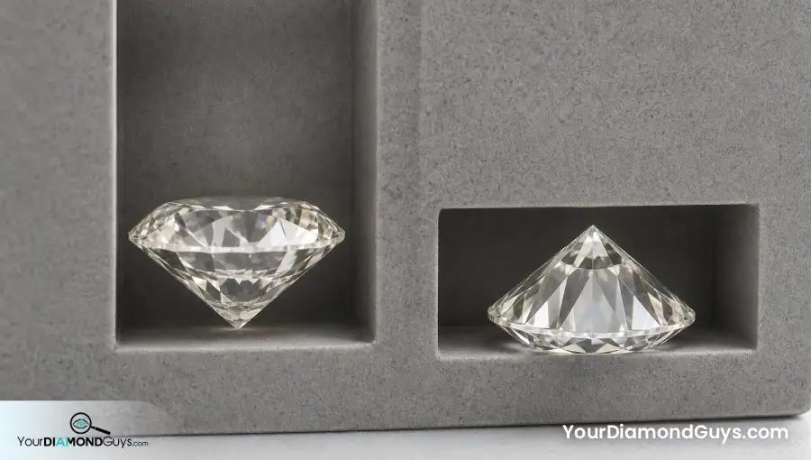Round diamonds separated into a full side profile bay and an inverted pavilion only inspection bay