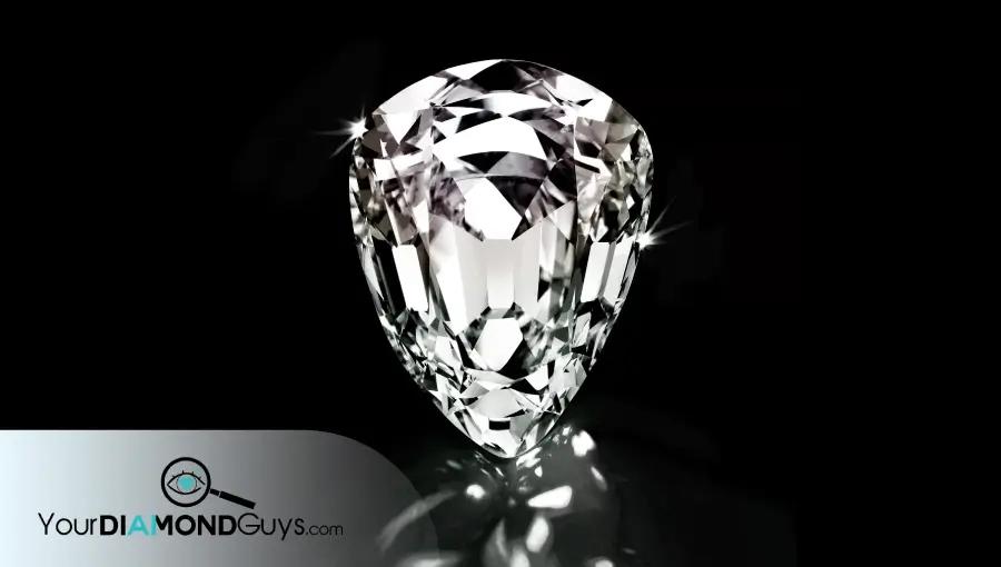 pear shape diamond showing balanced shoulders and pointed tip