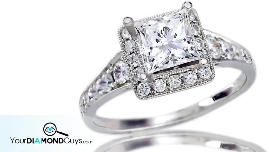 princess cut diamond showing square shape and sharp corners