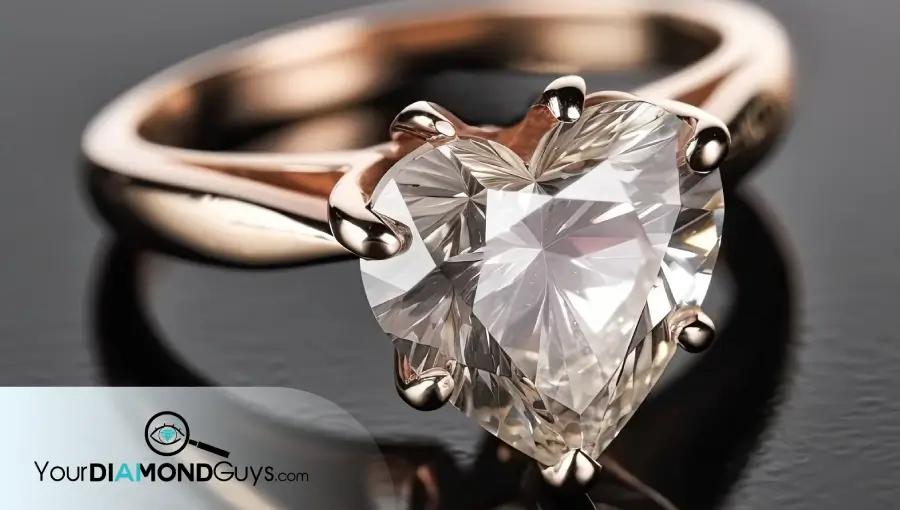 heart diamond ring showing clear cleft, balanced lobes, and pointed tip