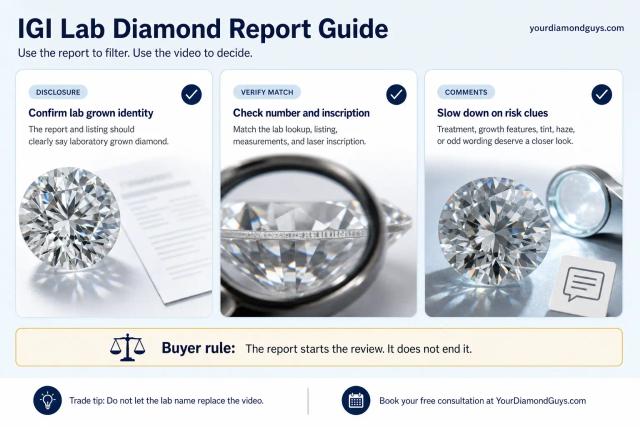 Lab diamond report and loose diamond inspection