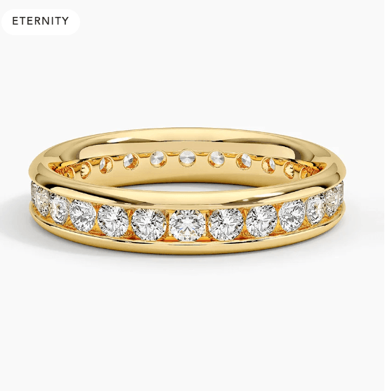 Channel set round eternity lab diamond ring.