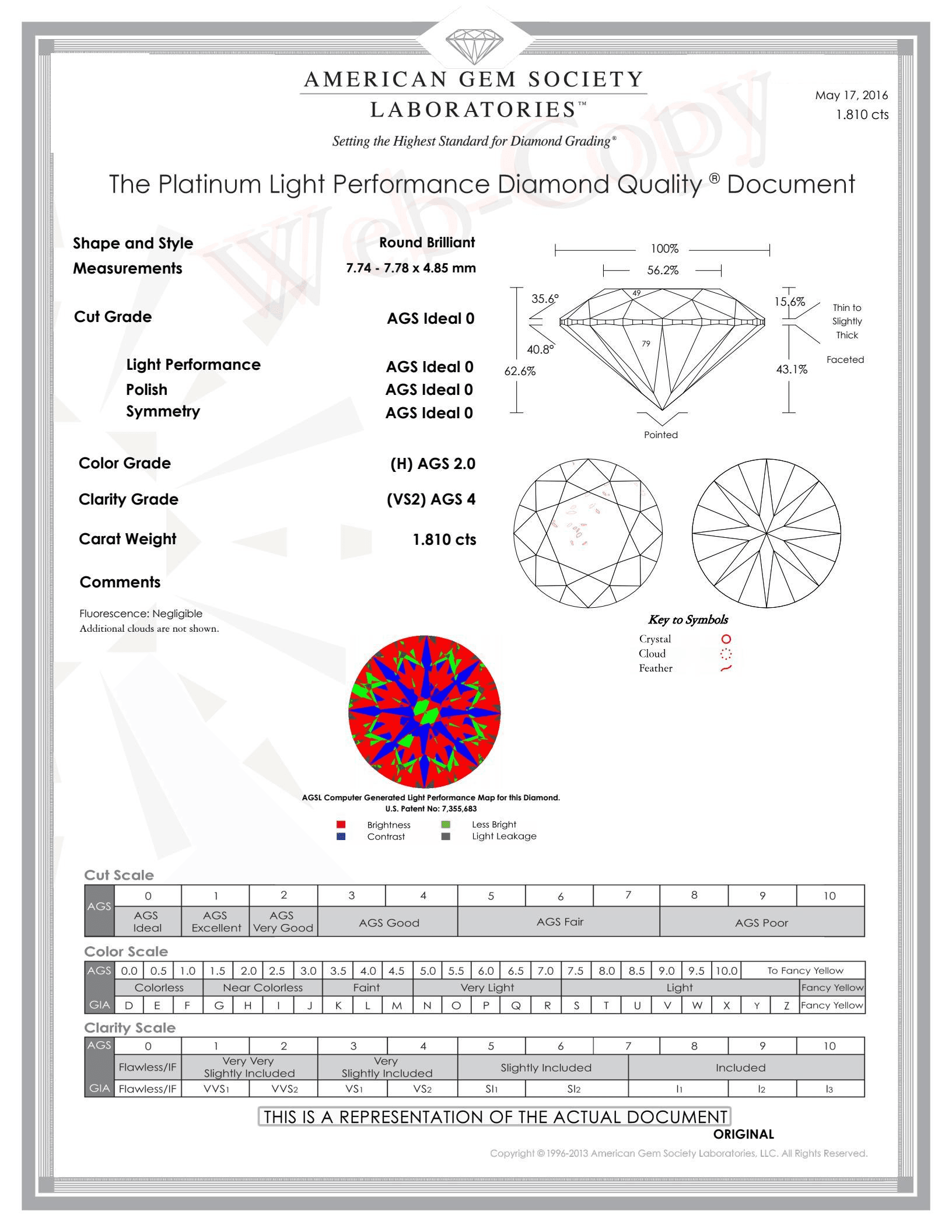 A Platinum Light Performance Diamond Quality Document