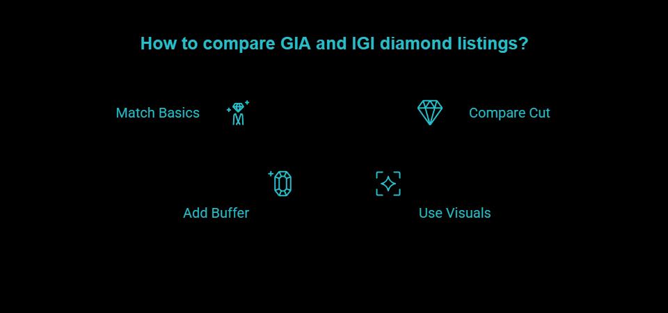 apples to apples method for comparing gia vs igi listings visual selection