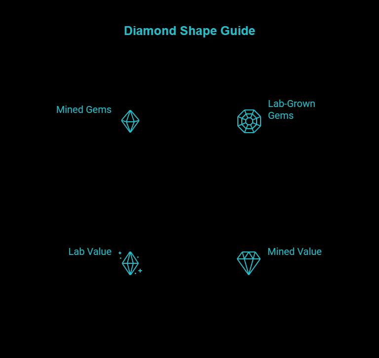 shape by shape overview with a mined vs lab split visual selection
