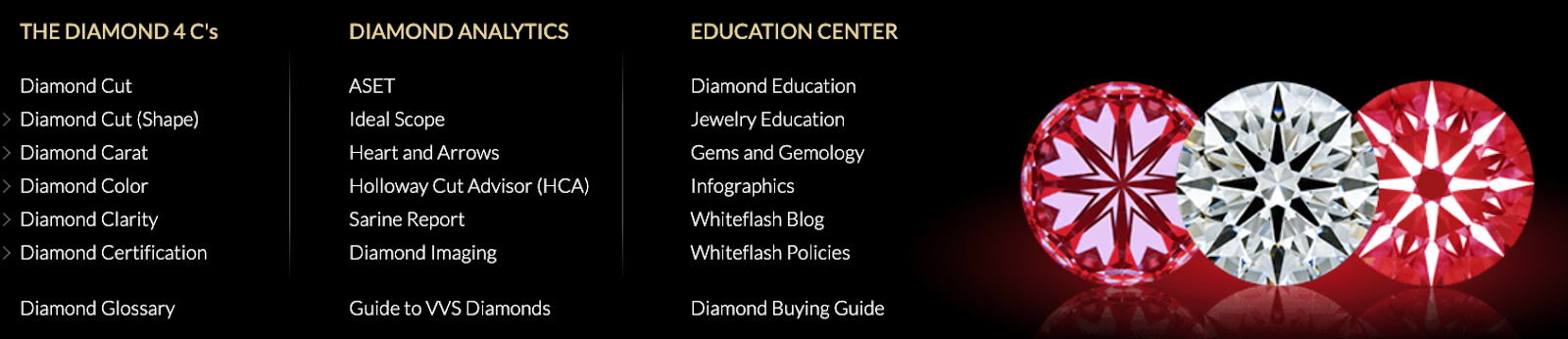 Black banner showing colorful brilliant diamonds.