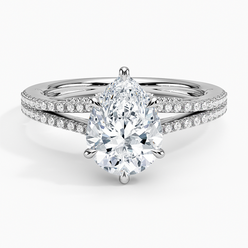 Split shank setting with gallery accents.