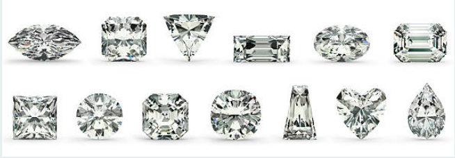 Modern cut shaped diamonds.