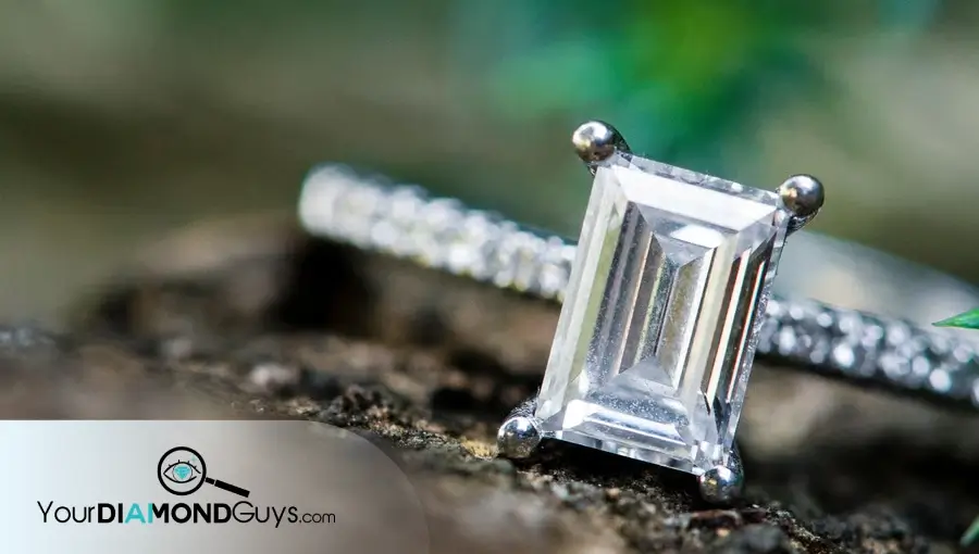 emerald cut diamond showing clean step pattern and glassy appearance