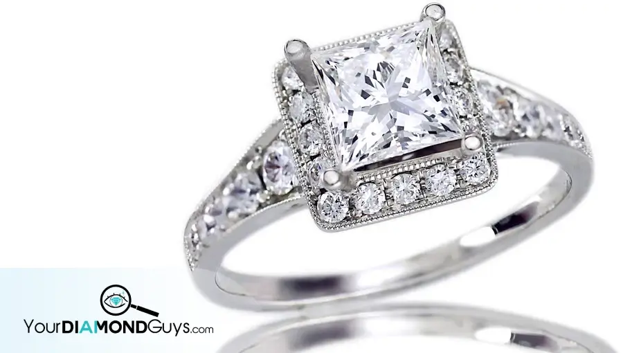 princess cut diamond showing square shape and sharp corners