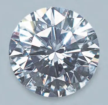 First round brilliant diamond in GIA cut research, seen face up.