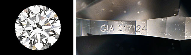 GIA photographs of the 1.76 carat HPHT grown diamond and its fraudulent report inscription