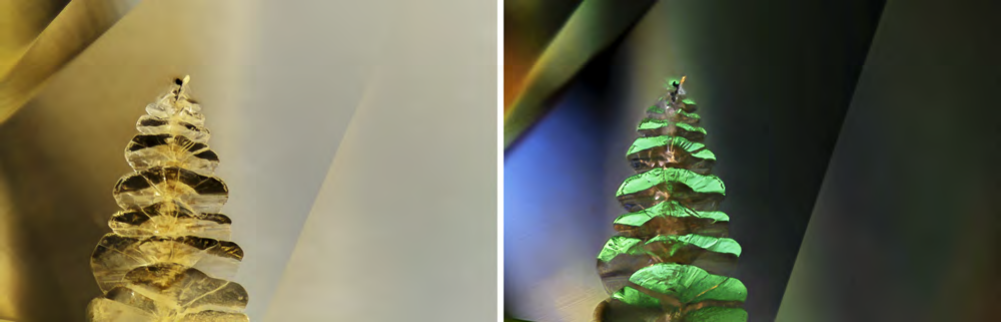 GIA microscope views of the laser manufacturing remnant under two illumination methods